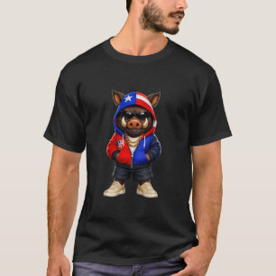 Camiseta Javali Legal Bandeira Porto-Riquenha Homens Mulher