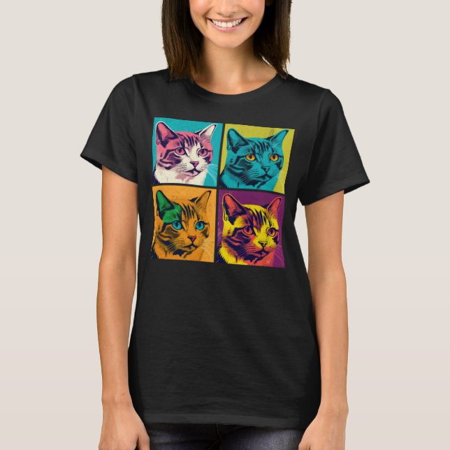 Camiseta Javanese Cat Pop Illustration Colorful Animal Men  (Frente)