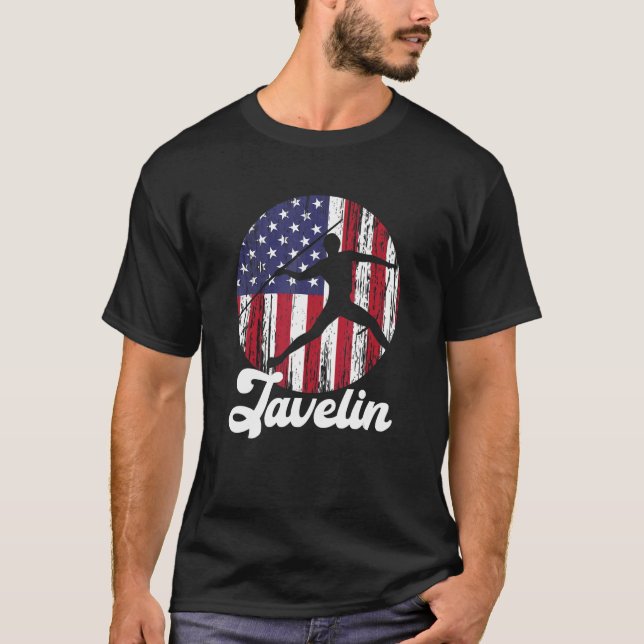 Camiseta Javelin Thrower EUA Flag Track & Field Javelin Th (Frente)