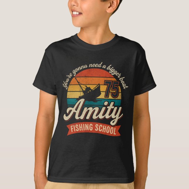 Camiseta JAWS Amity Island Fishing School you’re T-Shirt (Frente)