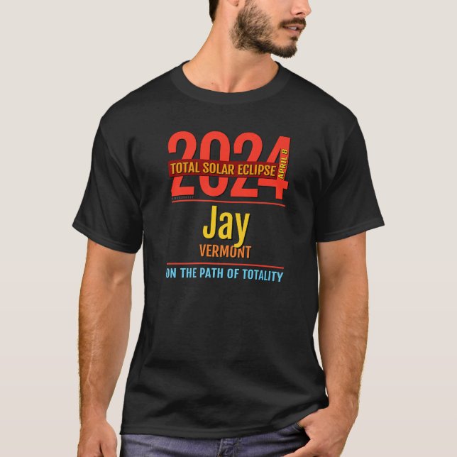 Camiseta Jay Vermont VT Total Solar Eclipse 2024  4  Premiu (Frente)