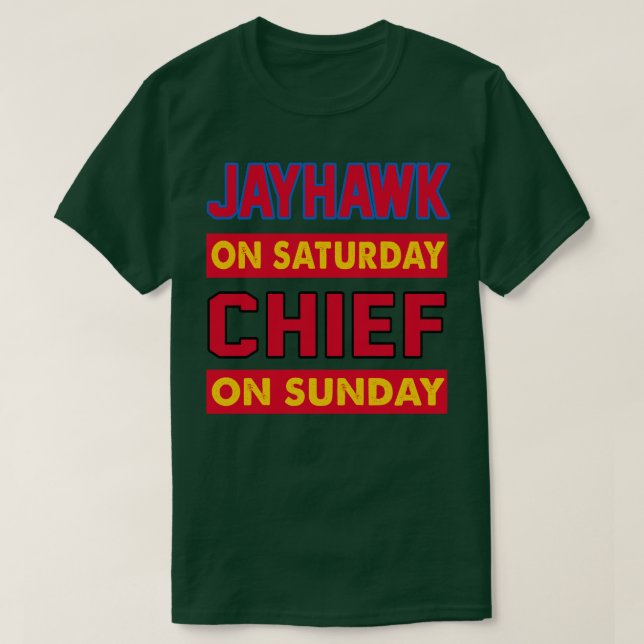 Camiseta Jayhawk No Sábado Chefe No Domingo Kansas City (Frente do Design)