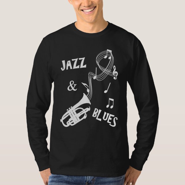 Camiseta Jazz & Blues Música Notes Trumpet Graphic (Frente)