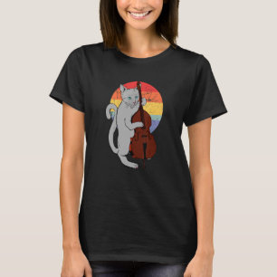 Camiseta Jazz Cat Jogando Upright Bass Classic Musici