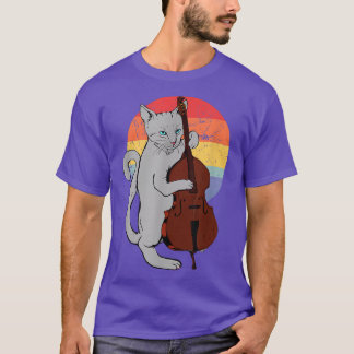 Camiseta Jazz Cat Jogando Upright Bass Classic Musici
