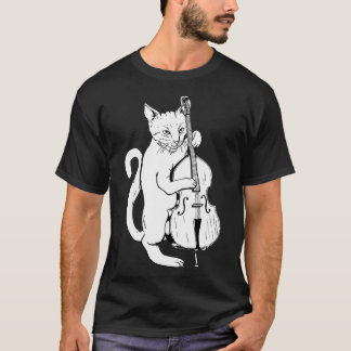Camiseta Jazz Cat Jogando Upright Bass, Músico Legal