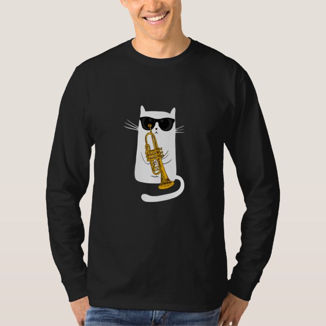 Camiseta Jazz Cat Live Esta Noite Brincadeira Legal (Frente)