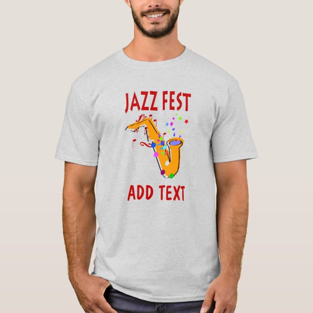 Camiseta Jazz Fest Sax, adicionar nome (Frente)