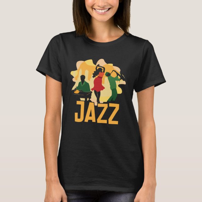 Camiseta Jazz Musician Orchestra Saxophone Piano Trombone P (Frente)