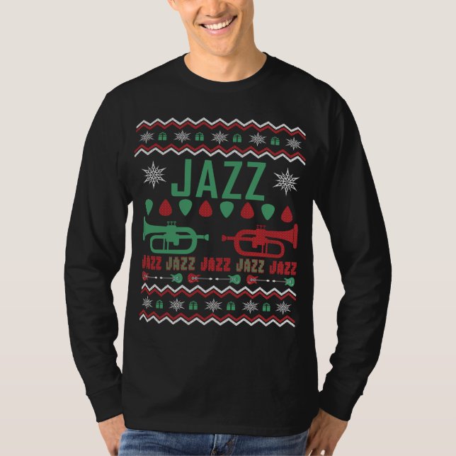 Camiseta Jazz Player Ugly Christmas Sweater (Frente)