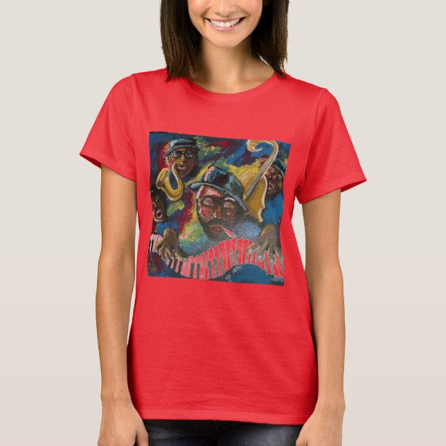 Camiseta Jazz Quartet Musicians Folk Art (Frente)