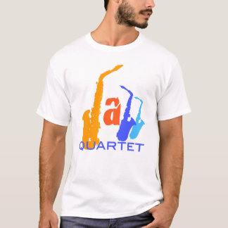 Camiseta Jazz Quartet Saxophones Letras Tee