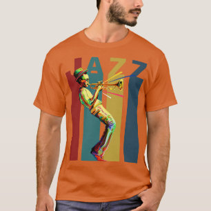 Camiseta Jazz Retro design com um trompete de jazz