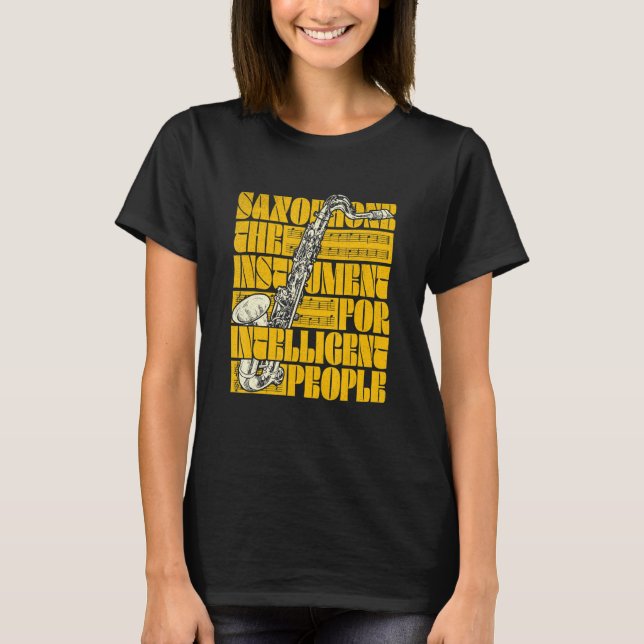 Camiseta Jazz Saxophone Music Notes Sax (Frente)