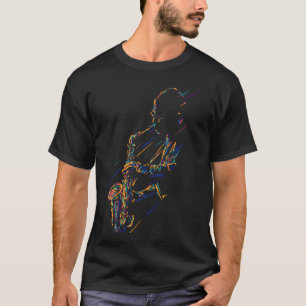 Camiseta Jazz saxophonist colorful line art
