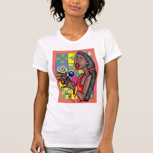 Camiseta Jazz Singer Abstrato Background (Frente)