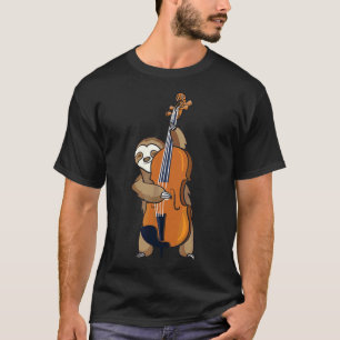 Camiseta Jazz Sloth Jogando Upright Bass, Músico Legal