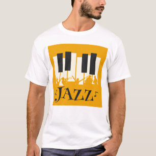Camiseta Jazz Tema Piano Keys Música T-shirt
