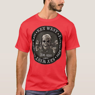 Camiseta JCombs Key West, FL, Caveira Pirata e Crossbones