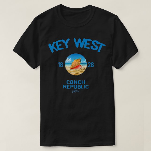 Camiseta JCombs Key West, FL, República Conch (Frente do Design)