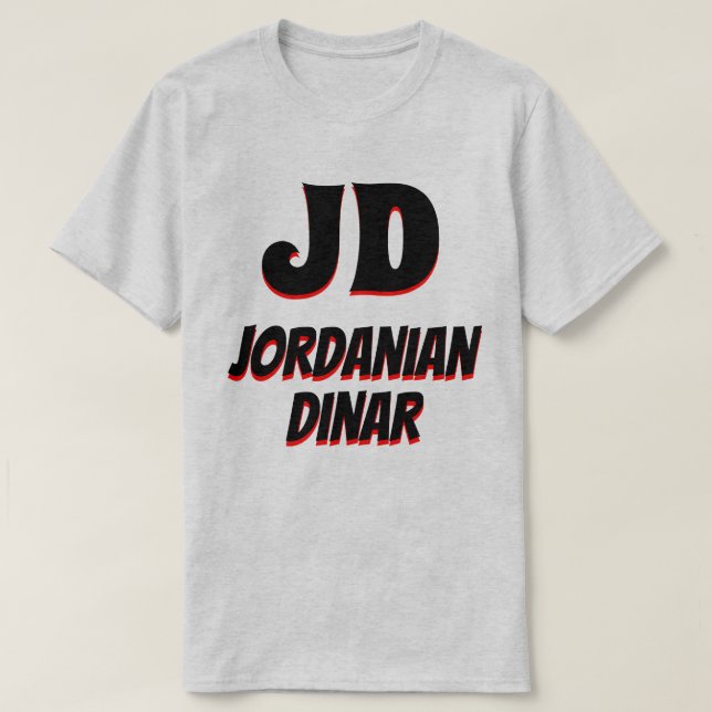 Camiseta JD د ي ن ا ر cinza dinar jordana (Frente do Design)