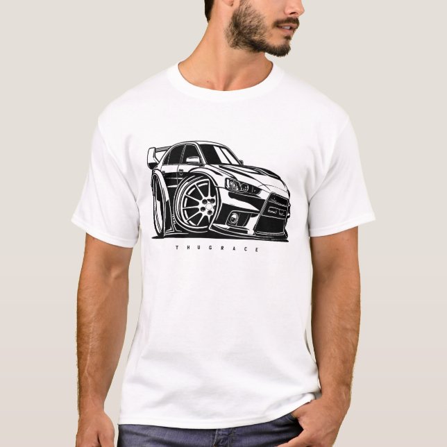Camiseta JDM Lancer Evolution X Evo Toon Art Car Entusiasta (Frente)