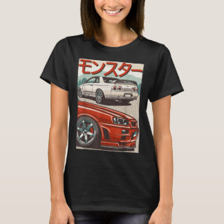 Camiseta JDM Skyline R32 Car Tuning Japan Ascensão Sun Drif