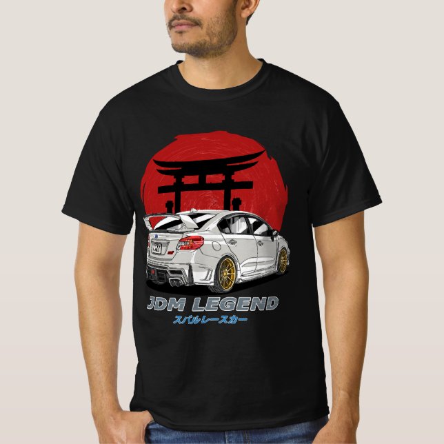 Camiseta JDM White Subie Impreza WRX STi T-Shirt (Frente)