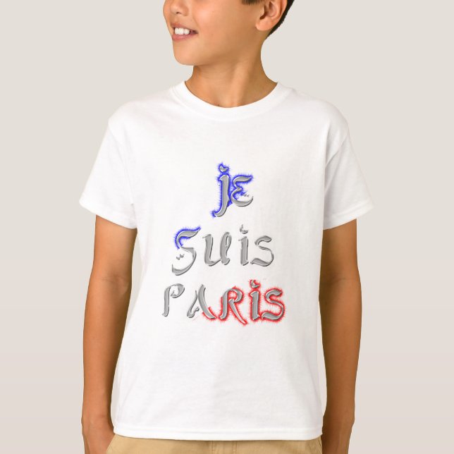 Camiseta Je Suis Paris I Love Paris Text Art Impressão (Frente)