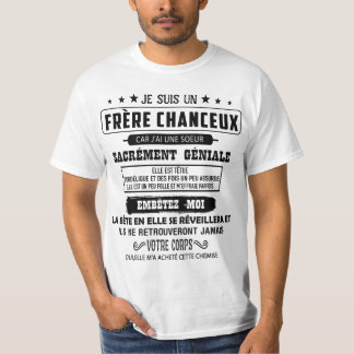 Camiseta je suis un  frère chanceux car j'ai une soeur