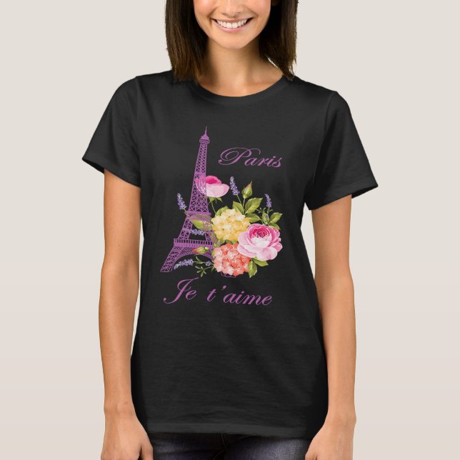 Camiseta Je t'aime Paris France City of Love Eiffel Tower E (Frente)