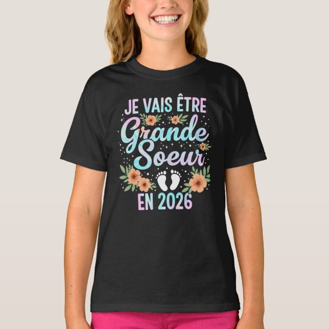 Camiseta Je Vais être Grande Soeur 2026 (Frente)