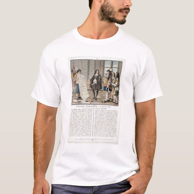 Camiseta Jean Baptiste Colbert (1619-83) apresenta o mapa o (Frente)