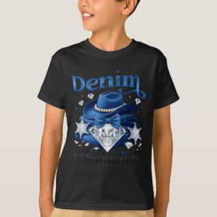 Camiseta Jeans e diamantes estilo glamoroso de cowgirl ocid