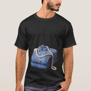 Camiseta Jeans E Pérolas Para Mulheres 2025 Jean Com Pérola
