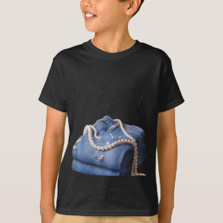 Camiseta Jeans E Pérolas Para Mulheres 2025 Jean Com Pérola