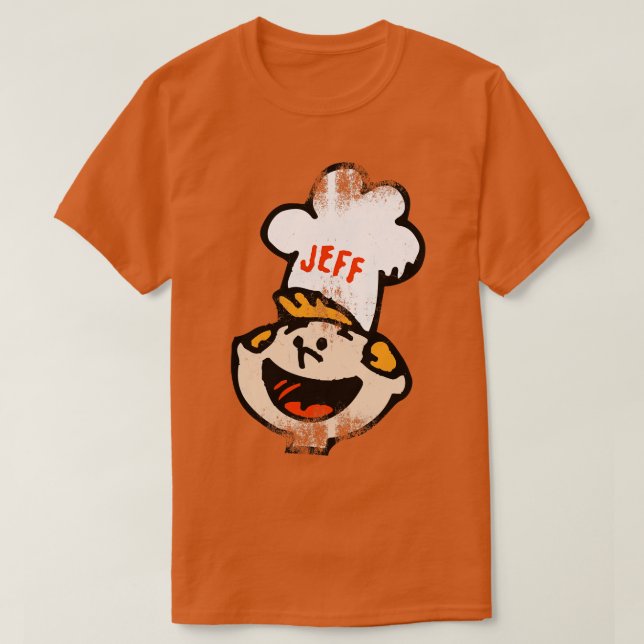 Camiseta Jeff Retro Burger Chef Mascot (Frente do Design)