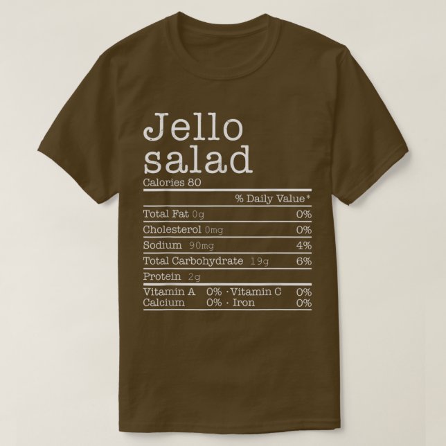 Camiseta Jello Salad Nutrition Facts Funny Thanksgiving Chr (Frente do Design)