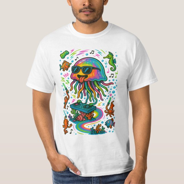 Camiseta Jellyfish DJ em Underwater Rave (Frente)