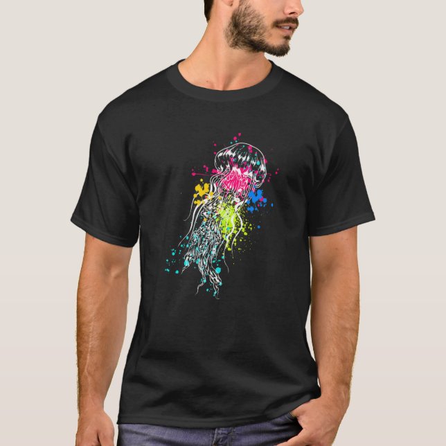 Camiseta Jellyfish With Paint Splash And Splash And Waterco (Frente)