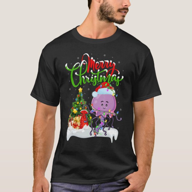 Camiseta Jellyfish   Xmas Decorations Santa Jellyfish Chris (Frente)