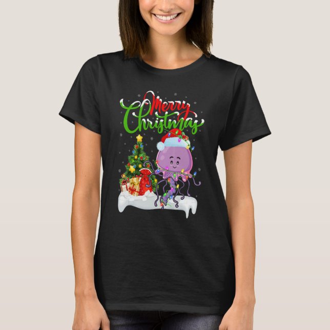 Camiseta Jellyfish   Xmas Decorations Santa Jellyfish Chris (Frente)