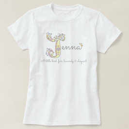 Camiseta Jenna garotas J nome significa monograma tee