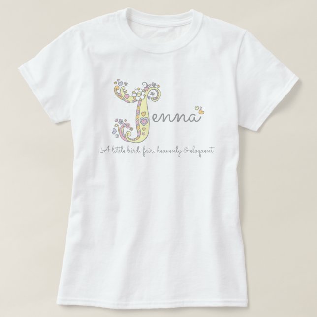 Camiseta Jenna garotas J nome significa monograma tee (Frente do Design)