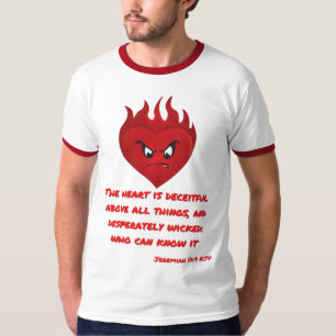 Camiseta Jeremiah 17:9 KJV - Escritura de Bíblia Mens Ringe