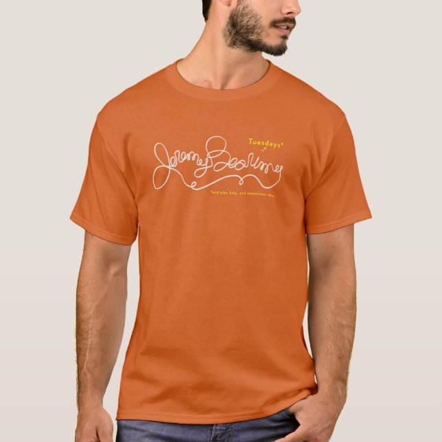 Camiseta Jeremy Bearimy de branco com amigos de notação (Frente)