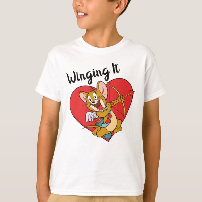 Camiseta Jerry Mouse Vestido como Namorados Cupido (Frente)