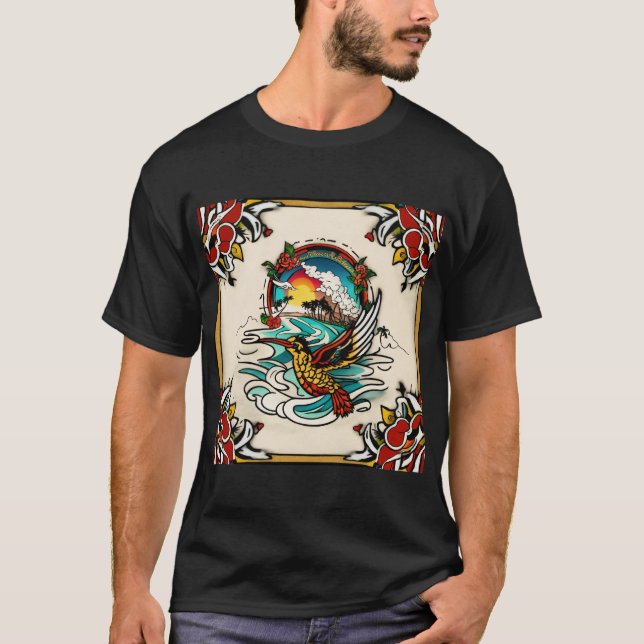 Camiseta Jerry Vibes - Tatuagem Tropical T-Shirt C (Frente)
