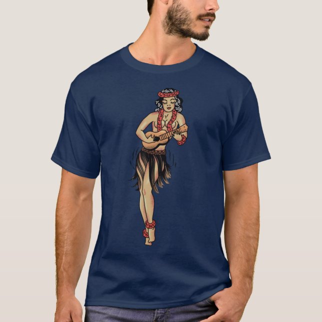Camiseta Jerrysraditional Aloha Hula Girls In Hawaii Patter (Frente)
