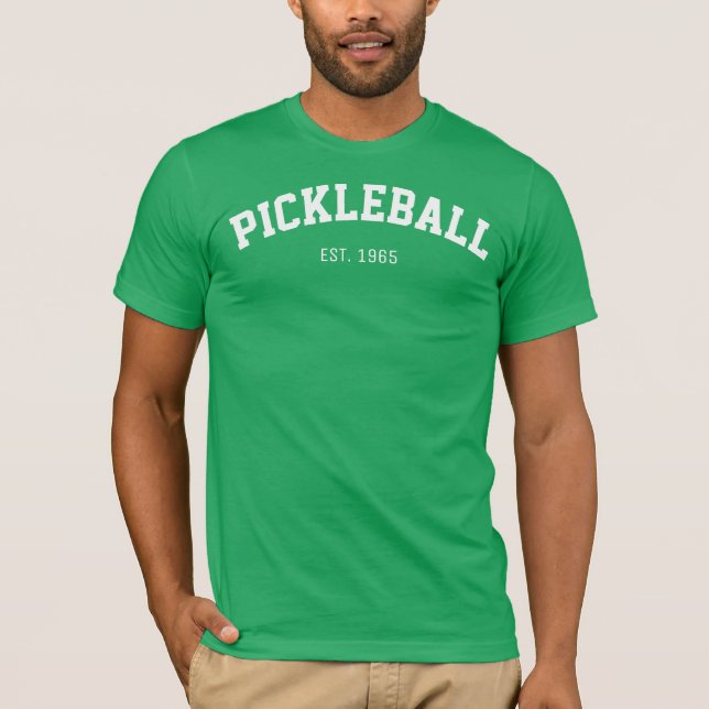 Camiseta Jérsei atlético do PICKLEBALL dos homens (verde) (Frente)